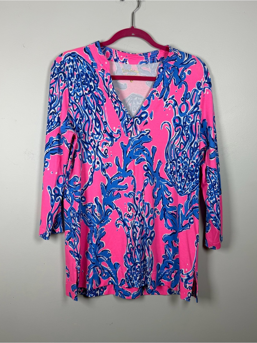 Lilly Pulitzer Caught in the Coral Vero Tunic Top Pink Jellyfish Coastal Medium